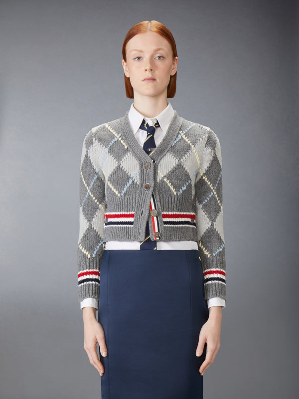 ARGYLE INTARSIA MERINO WOOL SHRUNKEN CARDIGAN - image 1
