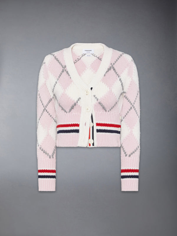 ARGYLE INTARSIA MERINO WOOL SHRUNKEN CARDIGAN - featured image