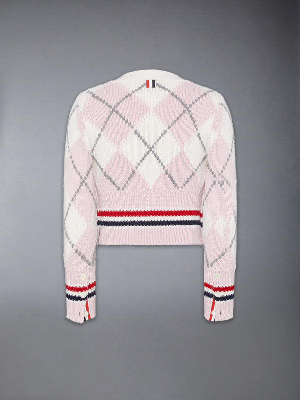 ARGYLE INTARSIA MERINO WOOL SHRUNKEN CARDIGAN - image 7