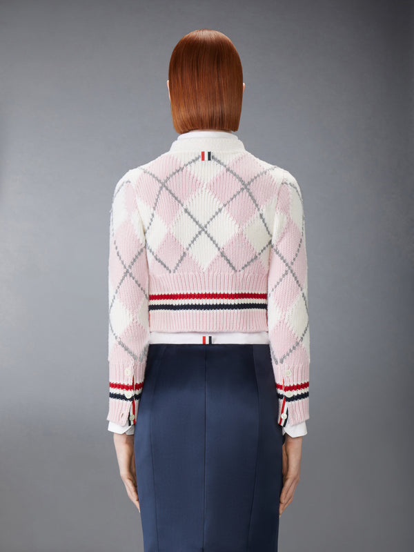 ARGYLE INTARSIA MERINO WOOL SHRUNKEN CARDIGAN - image 2