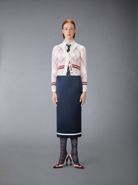 ARGYLE INTARSIA MERINO WOOL SHRUNKEN CARDIGAN LIGHT PINK