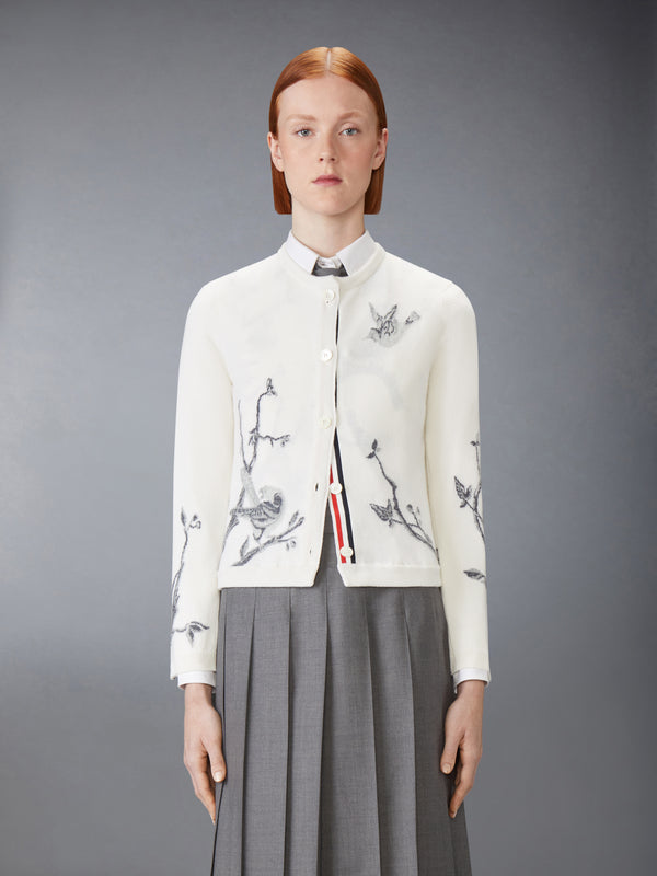 SCENIC BIRDS INTARSIA CASHMERE CARDIGAN - image 1