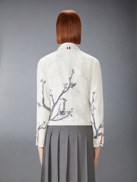 SCENIC BIRDS INTARSIA CASHMERE CARDIGAN WHITE