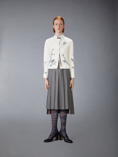 SCENIC BIRDS INTARSIA CASHMERE CARDIGAN WHITE