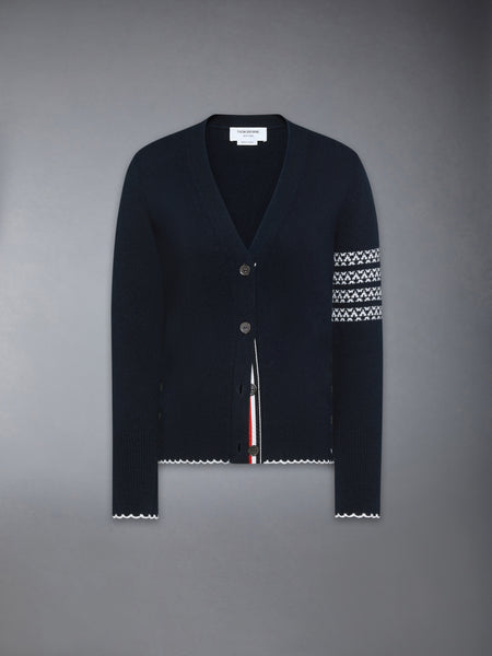 HOLIDAY MERINO HECTOR INTARSIA CARDIGAN NAVY