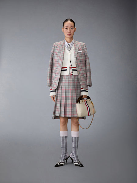CASHMERE RWB STRIPE SHRUNKEN CARDIGAN WHITE