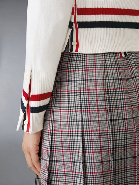 CASHMERE RWB STRIPE SHRUNKEN CARDIGAN WHITE