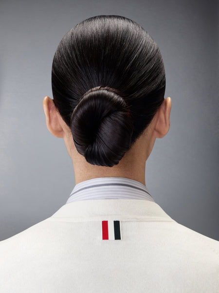 CASHMERE RWB STRIPE SHRUNKEN CARDIGAN WHITE