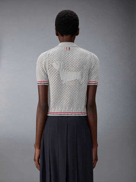 HECTOR POINTELLE SHORT SLEEVE CARDIGAN LT GREY