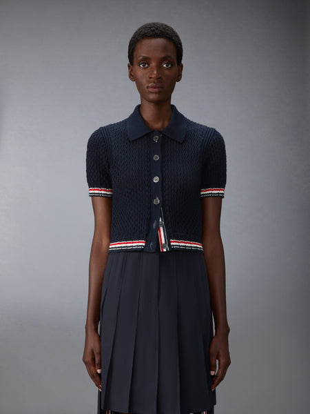 HECTOR POINTELLE SHORT SLEEVE CARDIGAN NAVY