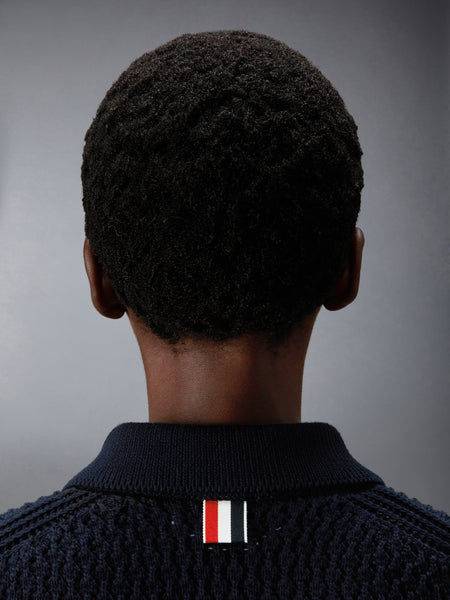 HECTOR POINTELLE SHORT SLEEVE CARDIGAN NAVY