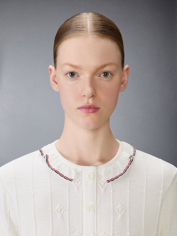 MERINO WOOL BOBBLE STITCH LACE TRIM CARDIGAN - image 5