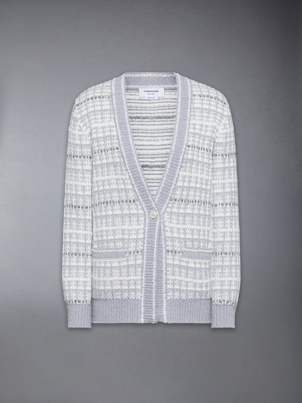TUCK STITCH TWEED ELONGATED V-NECK CARDIGAN - featured image