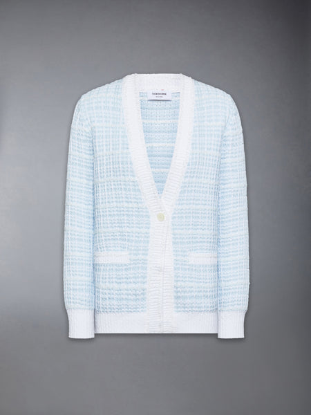 TUCK STITCH TWEED ELONGATED V-NECK CARDIGAN SEASONAL MULTI