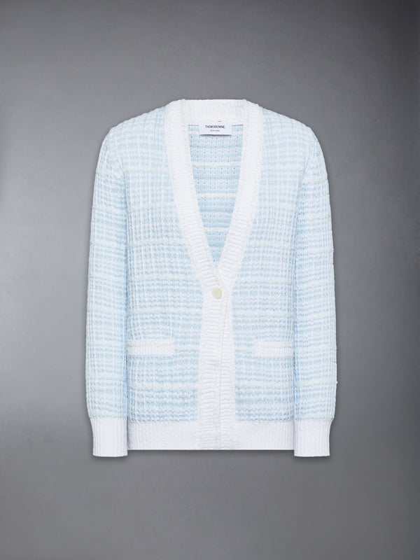 TUCK STITCH TWEED ELONGATED V-NECK CARDIGAN - featured image