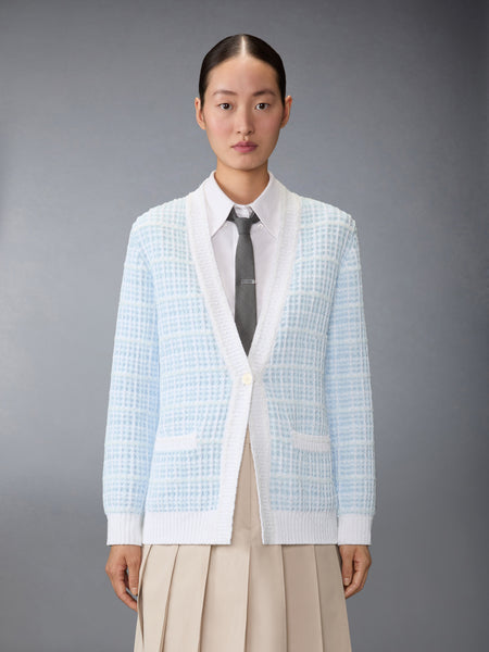 TUCK STITCH TWEED ELONGATED V-NECK CARDIGAN SEASONAL MULTI