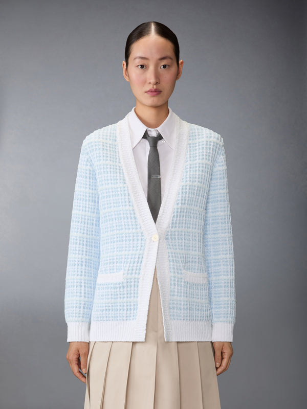 TUCK STITCH TWEED ELONGATED V-NECK CARDIGAN - image 1