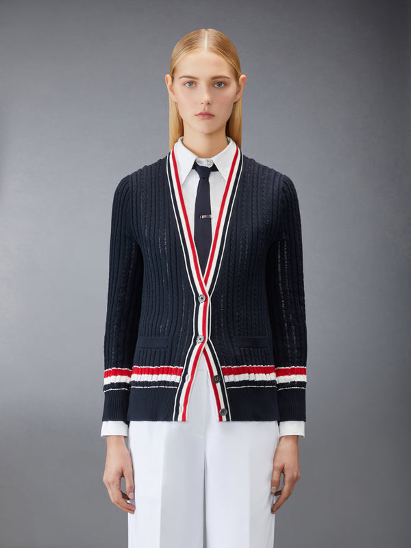 RWB STRIPE BABY LADDER CABLE ELONGATED CARDIGAN - image 1