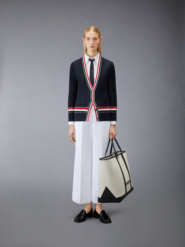 RWB STRIPE BABY LADDER CABLE ELONGATED CARDIGAN - image 3