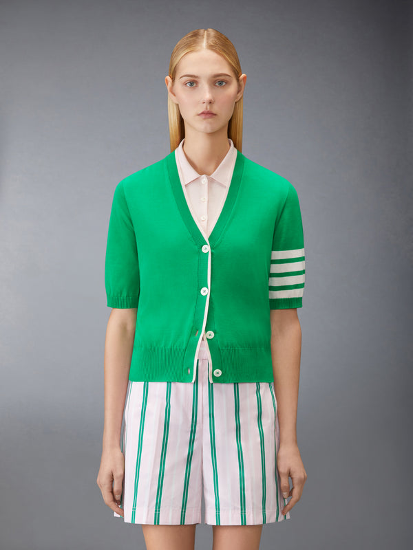 JERSEY STITCH 4-BAR SHORT SLEEVE CARDIGAN - image 1