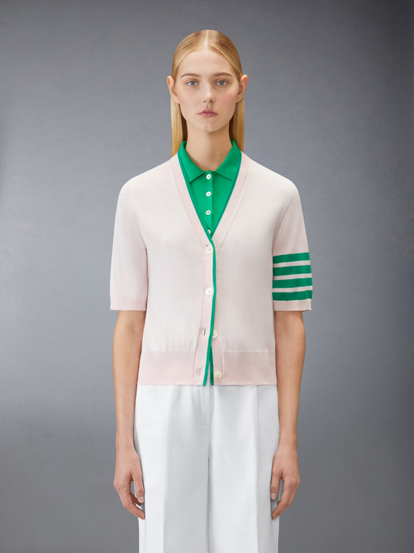 JERSEY STITCH 4-BAR SHORT SLEEVE CARDIGAN - image 1