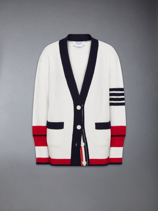 TENNIS RACQUET INTARSIA 4-BAR SEED STITCH CARDIGAN - featured image
