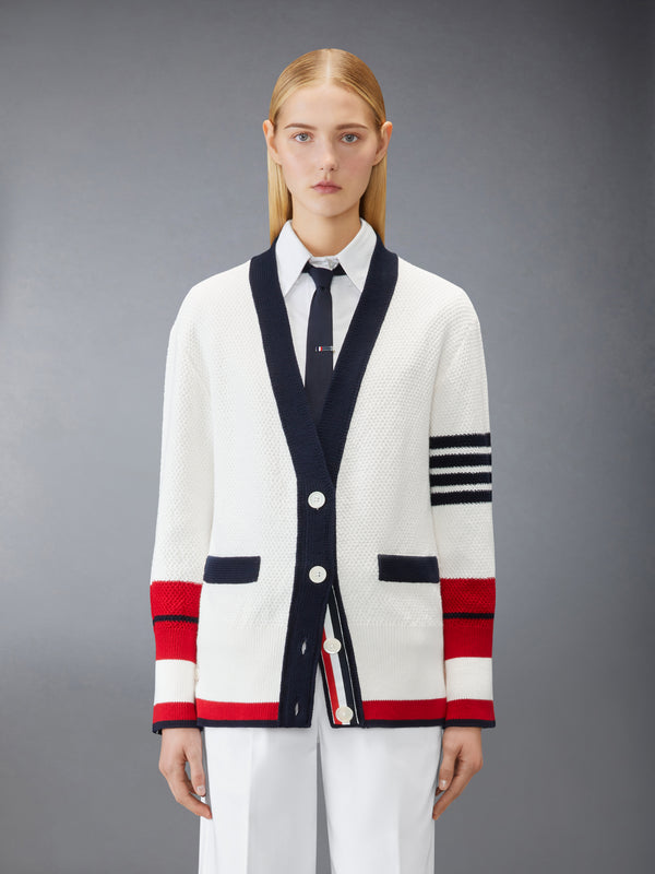 TENNIS RACQUET INTARSIA 4-BAR SEED STITCH CARDIGAN - image 1