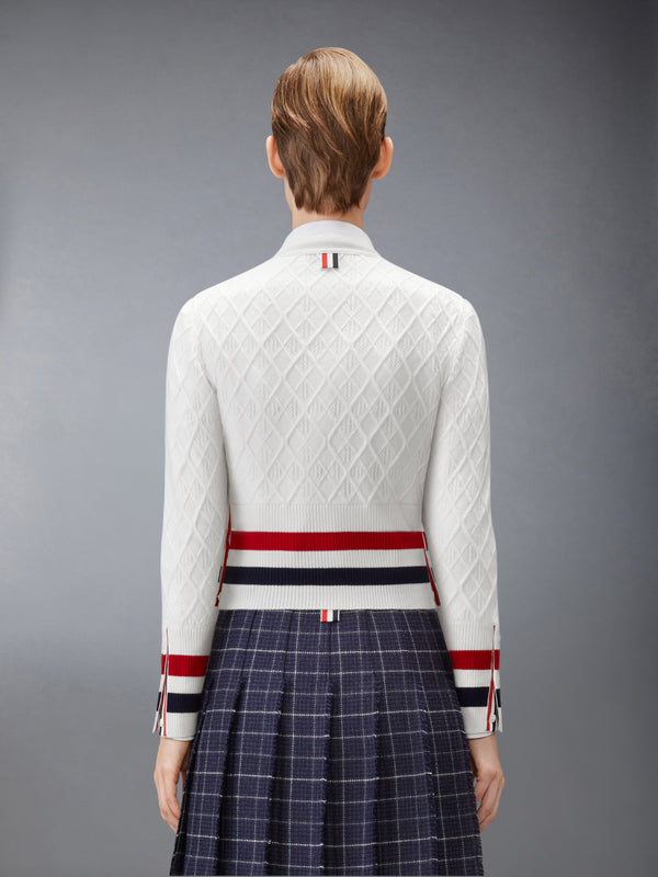 CASHMERE INTARSIA ARGYLE POINTELLE SHRUNKEN CARDIGAN - image 2