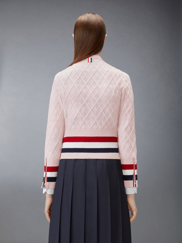 CASHMERE INTARSIA ARGYLE POINTELLE SHRUNKEN CARDIGAN - image 2