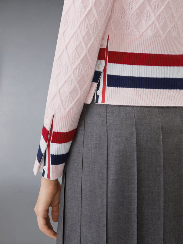CASHMERE INTARSIA ARGYLE POINTELLE SHRUNKEN CARDIGAN - image 5