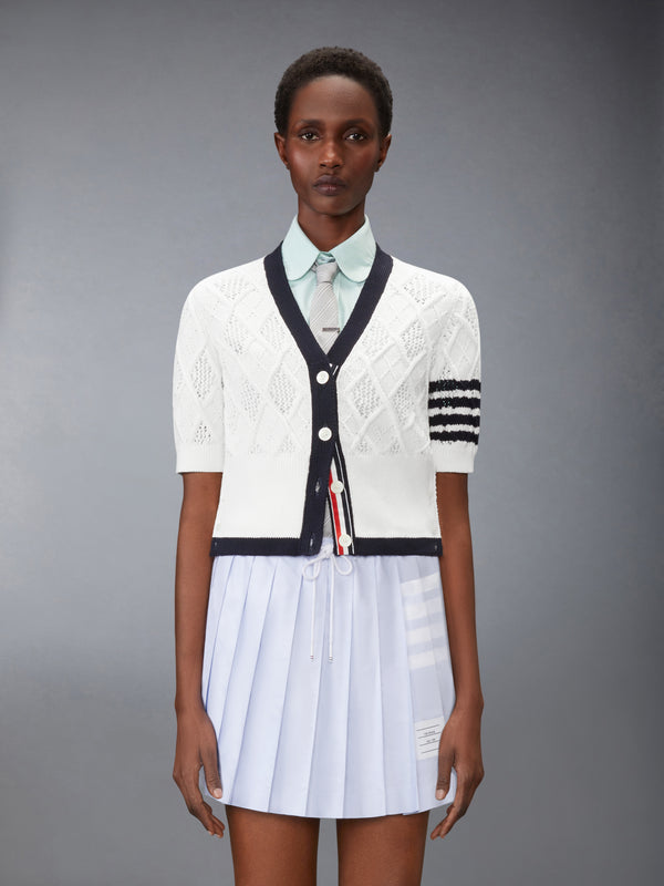 ARGYLE POINTELLE 4-BAR SHORT SLEEVE CARDIGAN - image 1