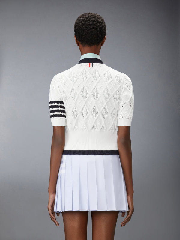 ARGYLE POINTELLE 4-BAR SHORT SLEEVE CARDIGAN - image 2