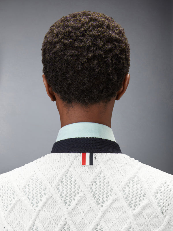 ARGYLE POINTELLE 4-BAR SHORT SLEEVE CARDIGAN - image 3