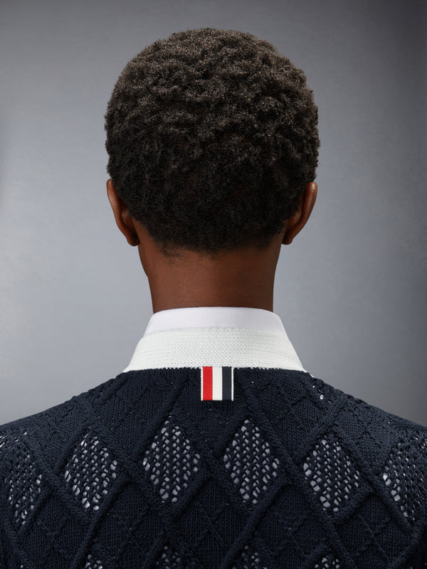 ARGYLE POINTELLE 4-BAR SHORT SLEEVE CARDIGAN - image 3