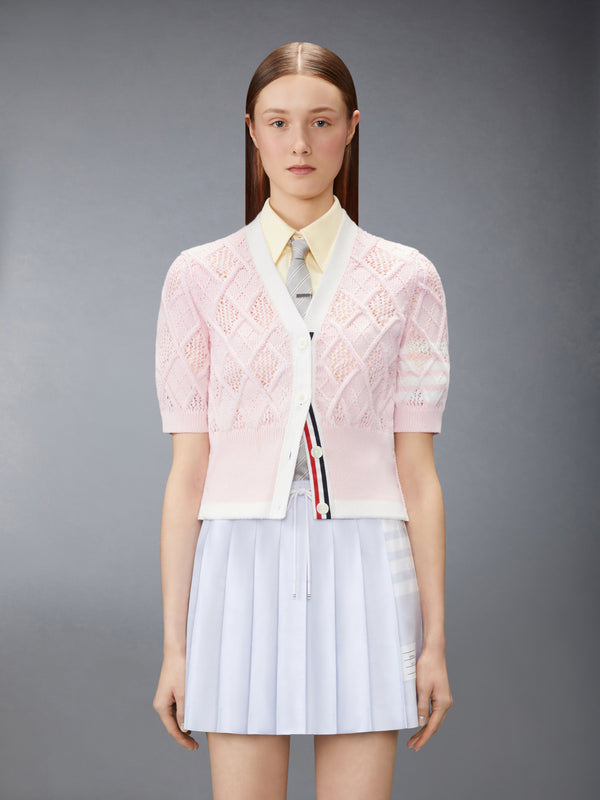 ARGYLE POINTELLE 4-BAR SHORT SLEEVE CARDIGAN - image 1