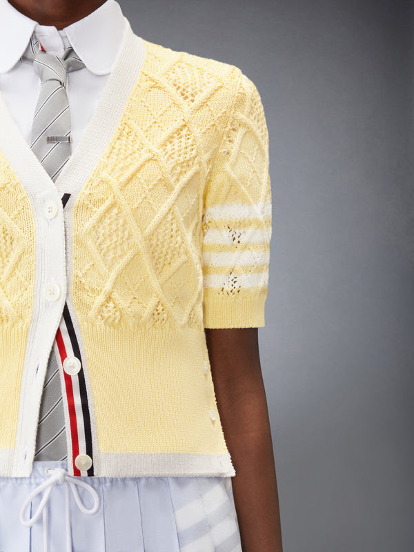 ARGYLE POINTELLE 4-BAR SHORT SLEEVE CARDIGAN - image 4