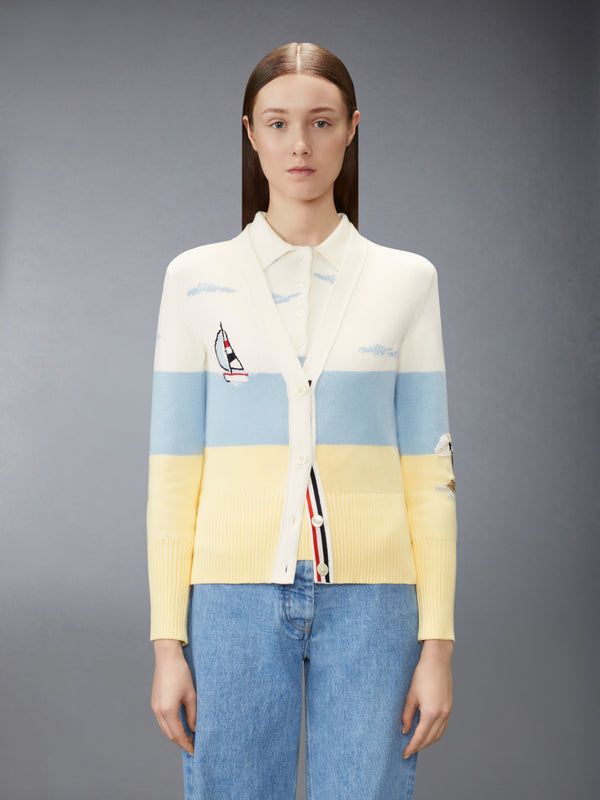 NANTUCKET SCENIC EMBROIDERY JERSEY CARDIGAN - image 1