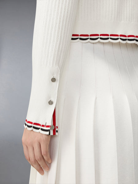 POINTELLE RIB STITCH CARDIGAN WHITE