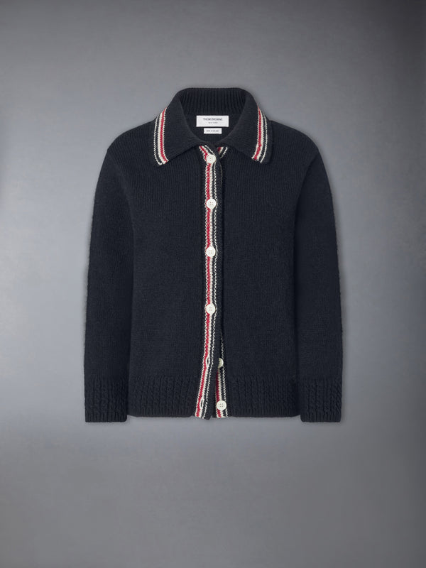 DONEGAL RWB STRIPE HECTOR POINTELLE CARDIGAN - featured image