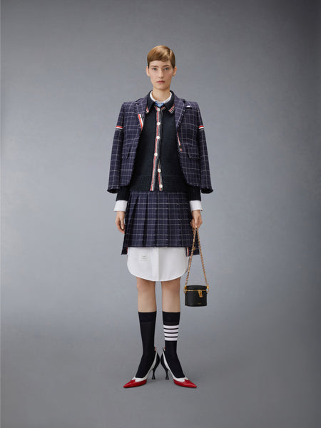 DONEGAL RWB STRIPE HECTOR POINTELLE CARDIGAN NAVY