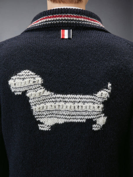 DONEGAL RWB STRIPE HECTOR POINTELLE CARDIGAN NAVY