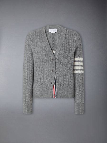 MERINO WOOL 4-BAR ANCHOR INTARSIA CARDIGAN LT GREY