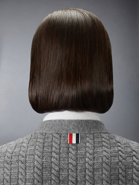 MERINO WOOL 4-BAR ANCHOR INTARSIA CARDIGAN LT GREY