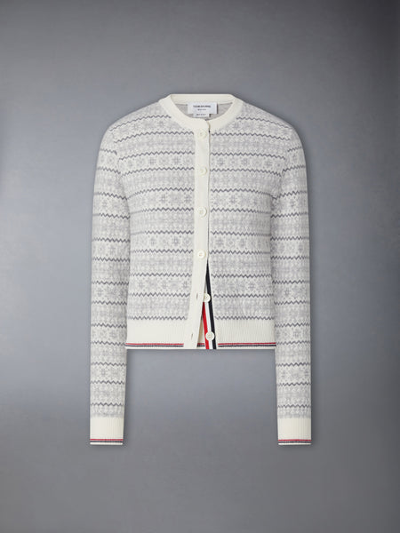 MERINO WOOL JACQUARD SNOWFLAKE CARDIGAN WHITE