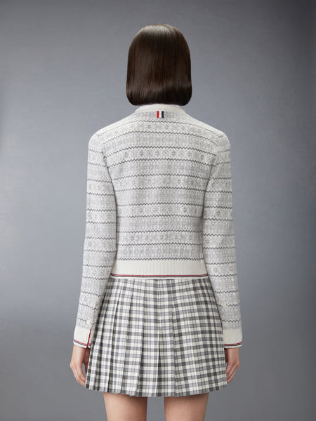 MERINO WOOL JACQUARD SNOWFLAKE CARDIGAN WHITE