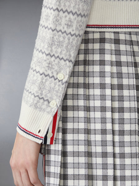 MERINO WOOL JACQUARD SNOWFLAKE CARDIGAN WHITE