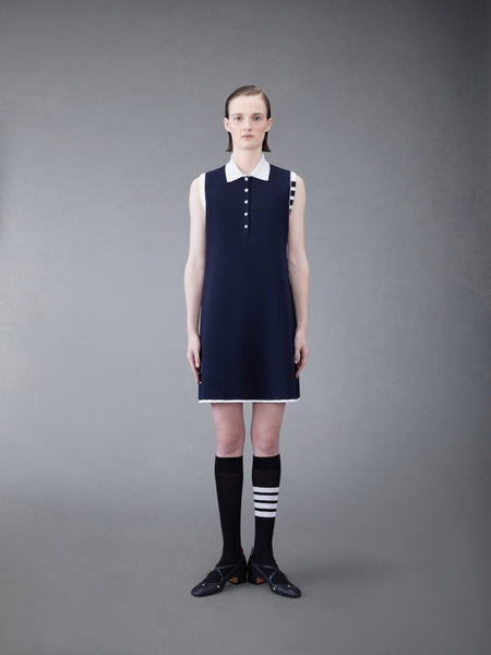 Merino Hector 4-bar Sleeveless Polo Mini Dress NAVY