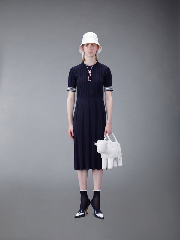 COTTON PLEATED CRICKET STRIPED CABLE DRESS - image 4