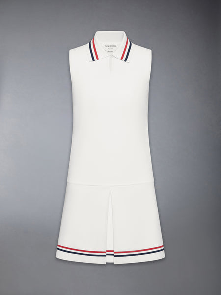 STRETCH VISCOSE RWB STRIPE MINI TENNIS DRESS WHITE