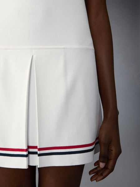 STRETCH VISCOSE RWB STRIPE MINI TENNIS DRESS WHITE